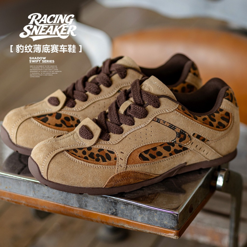 MRA 2026 ใหม่เสือดาวพิมพ์ Low-Profile Racing รองเท้า Maillard Retro เยอรมัน Trainers Unisex รองเท้าผ