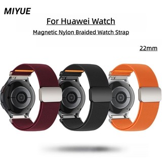 22 มม.สําหรับ Huawei GT6/GT6 Pro 46 มม./GT5/GT5 Pro แม่เหล็กไนลอนถักสร้อยข้อมือสําหรับนาฬิกา Huawei GT Runner 2/นาฬิกา 4Pro/GT4/GT3/GT2 สายรัดข้อมือสําหรับ Huawei นาฬิกา Accessorie
