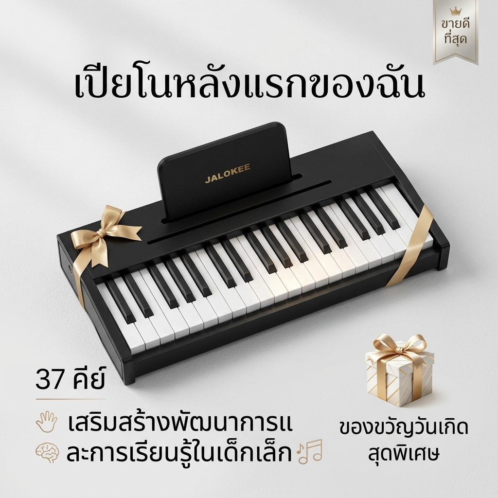 JALOKEEเปียโนเด็ก 37 คีย์ ของเล่นไม้ เปียโนของเล่นเด็ก เสริมพัฒนาการ ของเล่นดนตรีเด็ก อายุ 3+