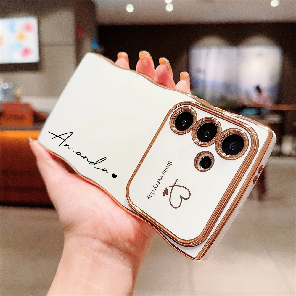 ใหม่เคลือบด้วยไฟฟ้ารูปหัวใจที่กําหนดเองชื่อเคสโทรศัพท์สําหรับ Samsung Galaxy A57 A56 5G A37 A36 5G ปลอก