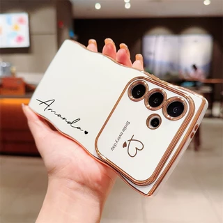 ใหม่เคลือบด้วยไฟฟ้ารูปหัวใจที่กําหนดเองชื่อเคสโทรศัพท์สําหรับ Samsung Galaxy A57 A56 5G A37 A36 5G ปลอก
