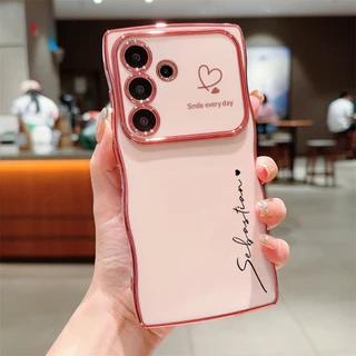 ใหม่เคลือบด้วยไฟฟ้ารูปหัวใจที่กําหนดเองชื่อเคสโทรศัพท์สําหรับ Samsung Galaxy A57 A56 5G A37 A36 5G ปลอก