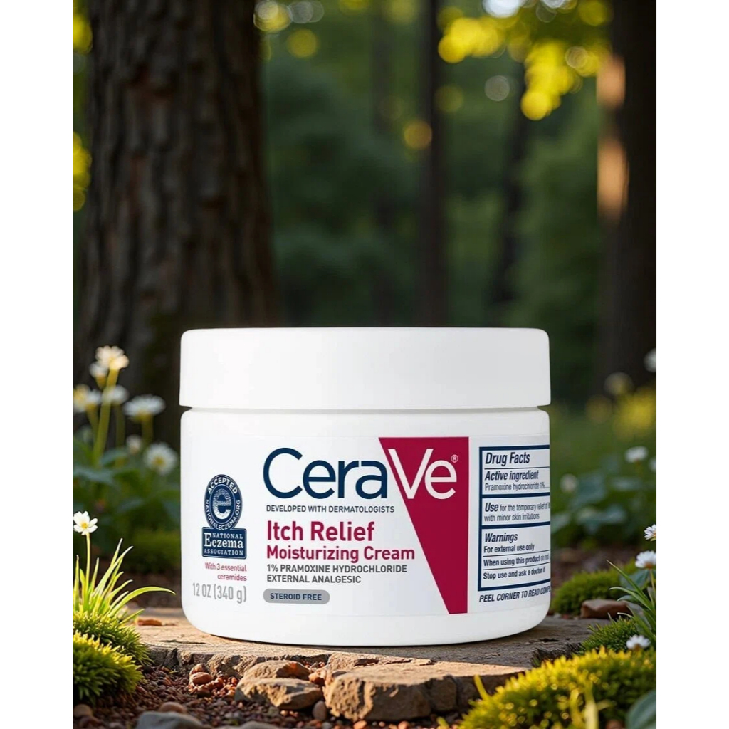 CeraVe Itch Relief Moisturizing Cream 340g, พร้อม 1% Pramoxine Hydrochloride, สําหรับผิวแห้งคันและผิ
