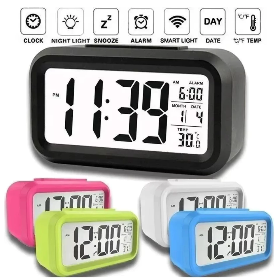 คลังสินค้า LCD นาฬิกาปลุกตั้งโต๊ะดิจิตอล Digital Clock/Alarmตัวเลขใหญ่มีไฟหน้าจอ นาฬิกาปลุกแบบตัวเลข