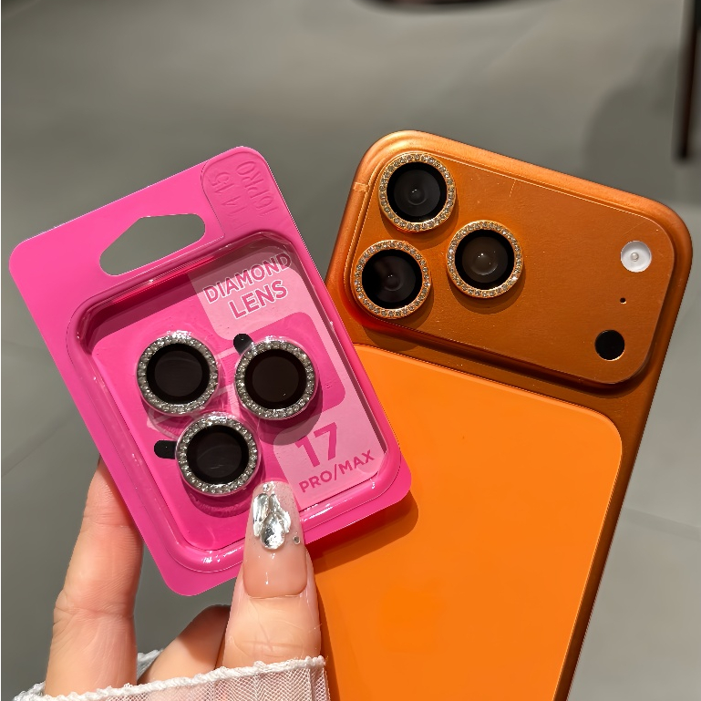 ฟิล์มเลนส์แยกเพชรเงามีสไตล์สําหรับ iPhone 17 Pro Max 16E 15 Pro 14 Plus 13 Mini 12 11, HD Clear, กันกระแทก, กันฝุ่นและแฟชั่น