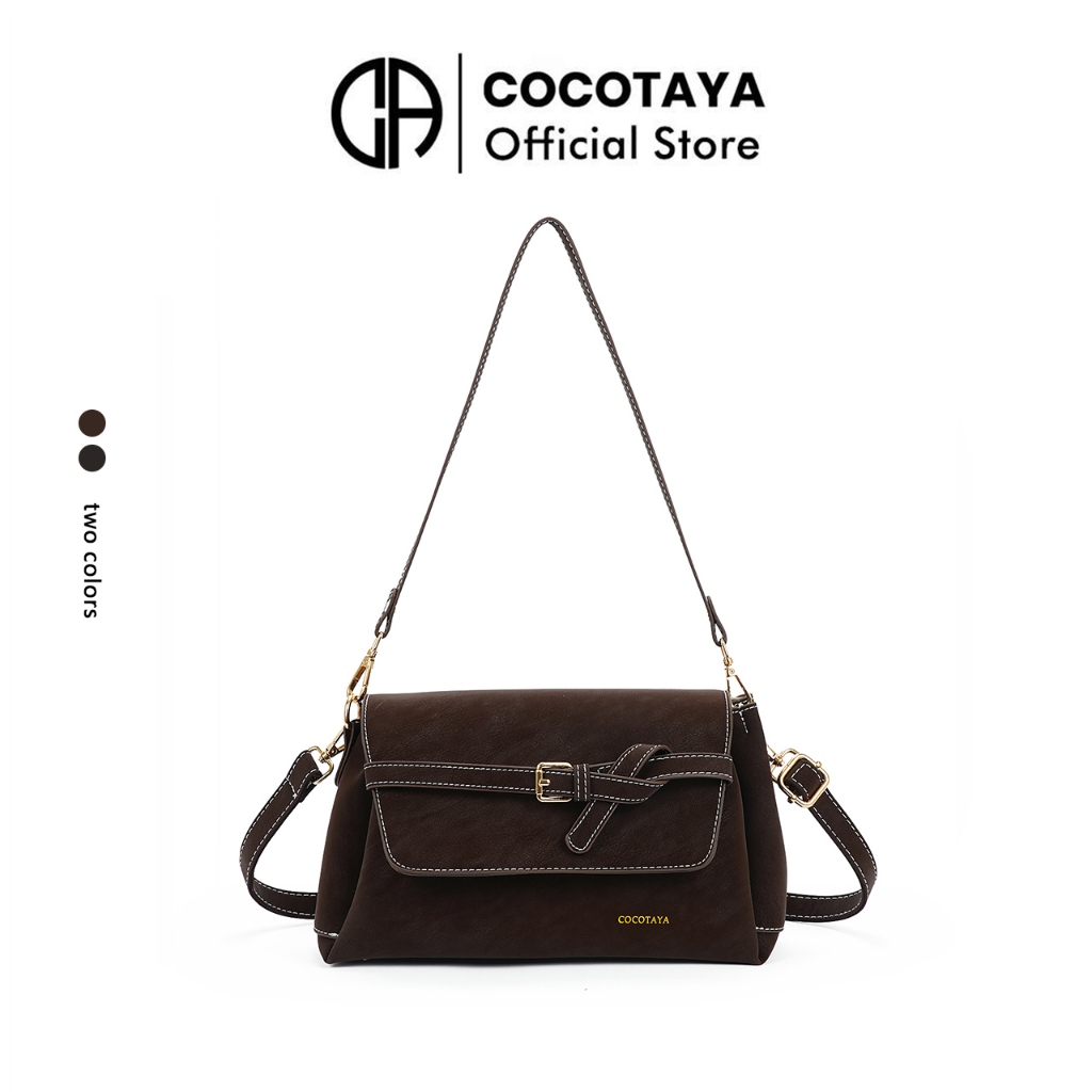 COCOTAYA-Lira Sash Bag กระเป๋าข้างไหล่สำหรับผู้หญิง สไตล์เรโทร ดีไซน์คล้องบ่า พิมพ์ลาย retro ทำจากหนังปุ๊วมันเงา ใช้งานได้ทุกวัน