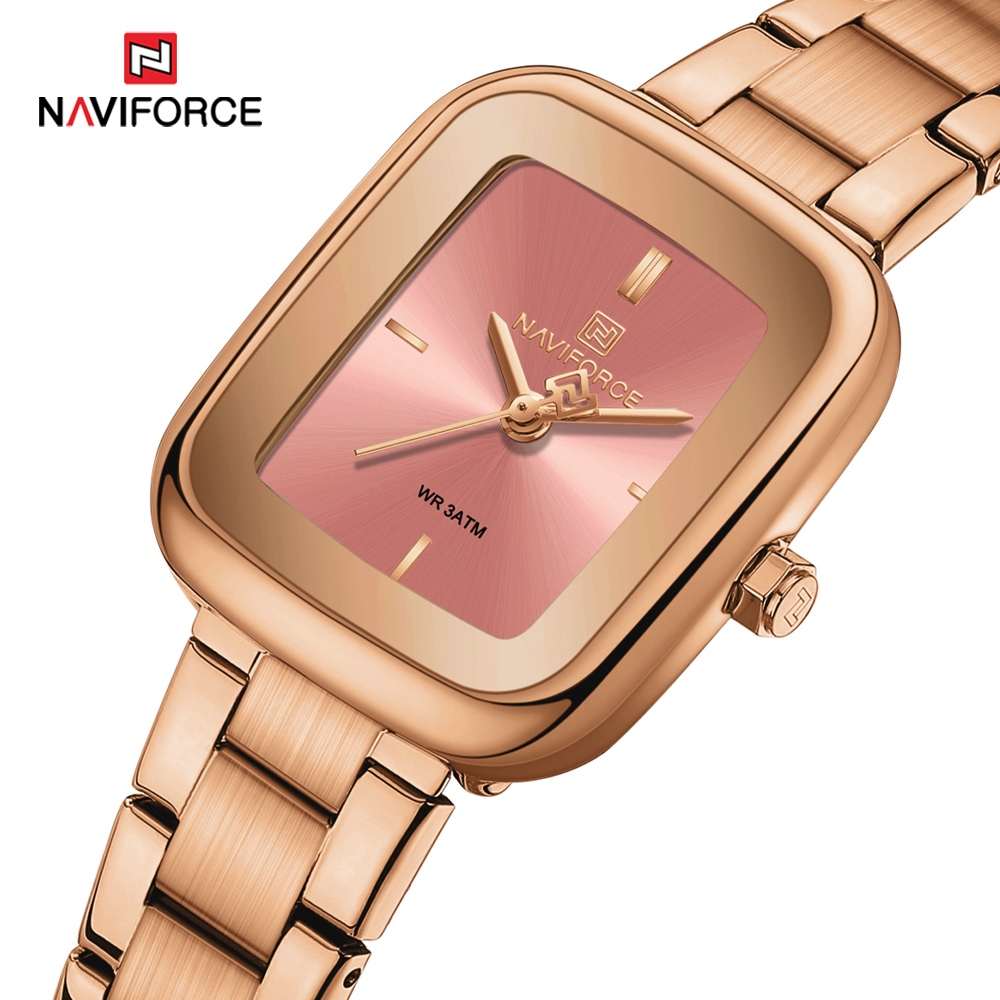 NAVIFORCE ใหม่สุภาพสตรีนาฬิกาข้อมือควอตซ์แฟชั่นกันน้ํา Luminous นาฬิกาผู้หญิง Relojes Para Mujer