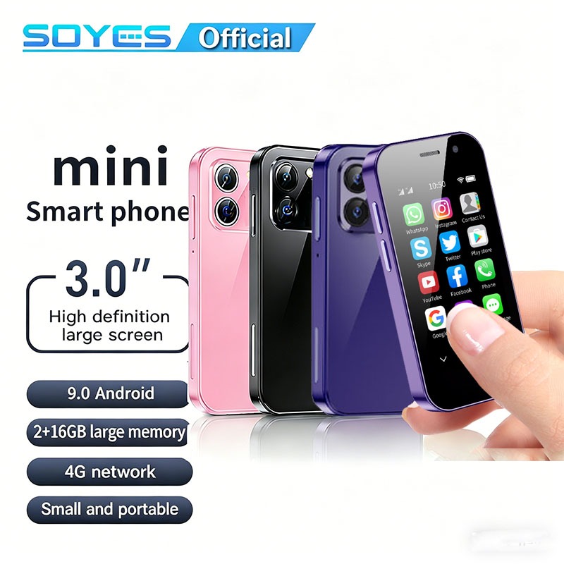 SOYES XS15 PRO 4G มินิสมาร์ทโฟน 2GB + 16GB 3.0 "Android 9.0 Dual SIM Face Recognition GPS บลูทูธ FM 