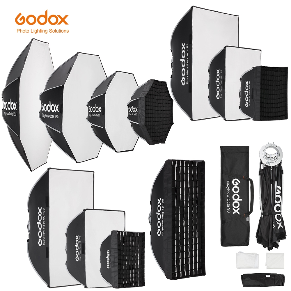 Godox EazyFlow series ซอฟท์บ็อกซ์แบบพับได้ Bowens Mount แบบพกพา Quick Setup Lighting Diffuser สําหรับสตูดิโอถ่ายภาพแฟลช