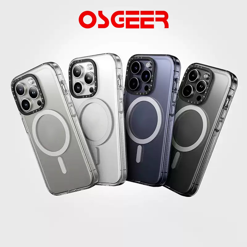 [OSGEER]สำหรับ iPhone 11-17 Pro Max เคสแม่เหล็กใสขอบอ่อนป้องกันตกบางเฉียบใช้งานทุกวัน