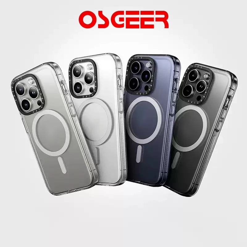 OSGEERสำหรับ iPhone 11-17 Pro Max เคสแม่เหล็กใสขอบอ่อนป้องกันตกบางเฉียบใช้งานทุกวัน