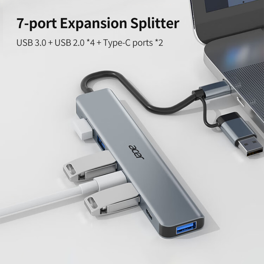 Acer 8-in-1 USB Hub HY41-T8 ด็อกกิ้งสเตชั่น ฮับ USB ฮับ Type-C ตัวแปลง USB-C Docking Station พอร์ตขยายแล็ปท็อป ฮับมัลติพอร์ต