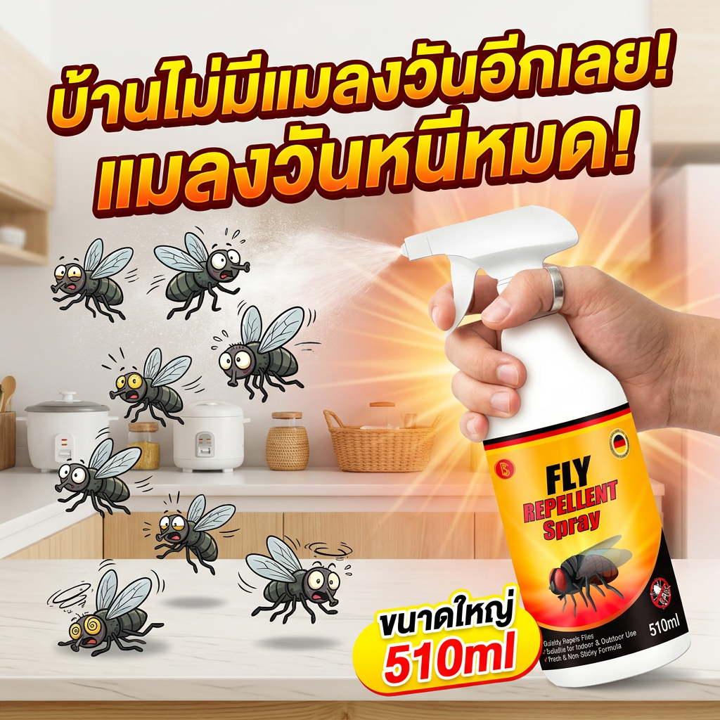 ✅ไล่แมลงวันอย่างรวดเร็ว✅MINI สเปรย์ไล่แมลงวัน ฆ่าแมลงวัน ไล่แมลงหวี่ ยาแมลงวัน 510ml ผลลัพธ์รวดเร็ว มีผลยาวนาน ป้องกันแมลงวันได้ยาวนาน นวัตกรรมล่าสุดจากเยอรมนี ปี 2026 สกัดจากพืชธรรมชาติ ปลอดภัยต่อคน