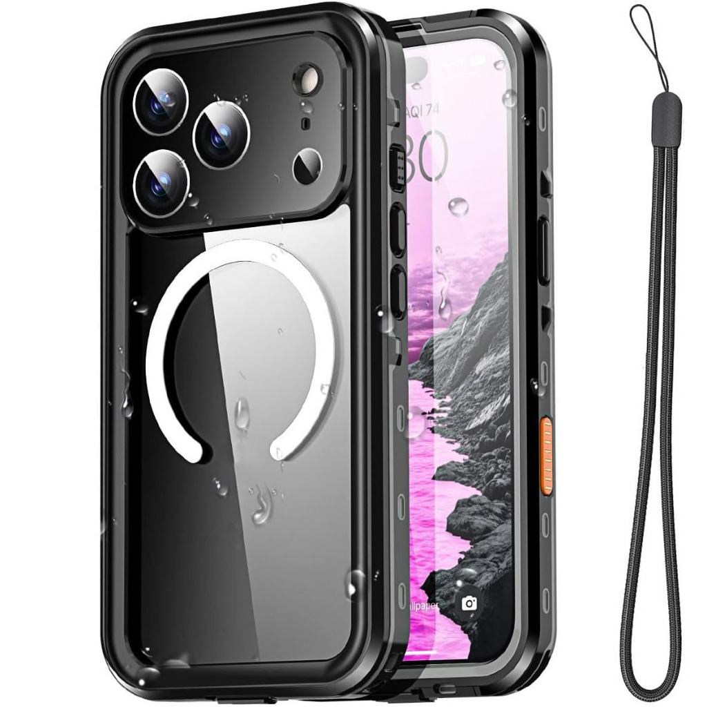 สําหรับ iPhone 17 Pro Max เคสกันน้ําพร้อมตัวป้องกันหน้าจอในตัว, MagSafe IP68 เคสกันน้ําสําหรับ iPhon