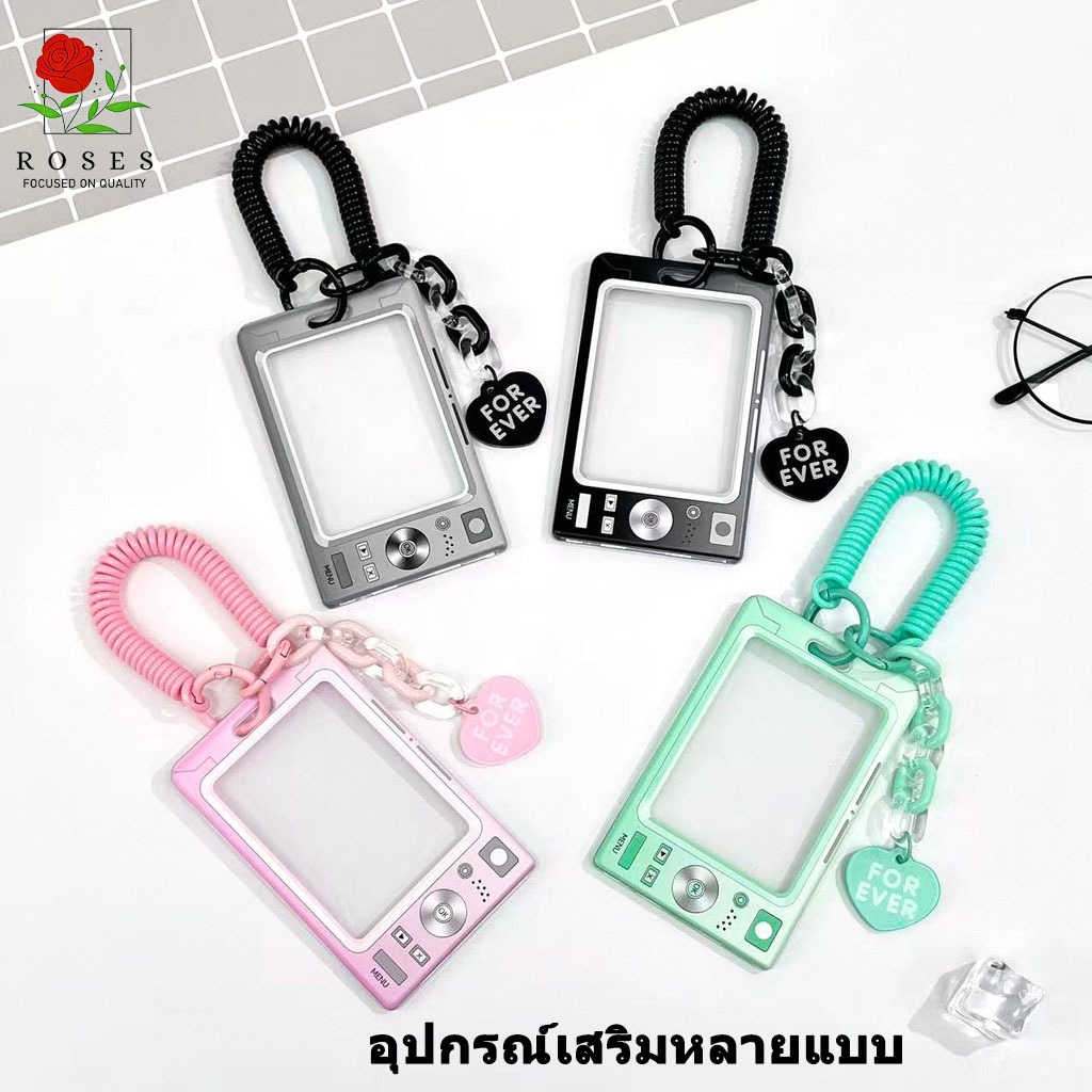Back to school ผู้ถือบัตรกล้องย้อนยุคใส เชือกเส้นเล็กหดได้ หลากสี กันน้ำ ใช้กับบัตรควบคุมการเข้าออก