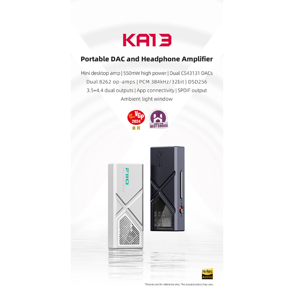 FiiO KA13 Dual CS43131 แบบพกพา DAC Amplifier สําหรับ IOS/Android 3.5 มม.และ 4.4 มม.เอาต์พุต Balanced