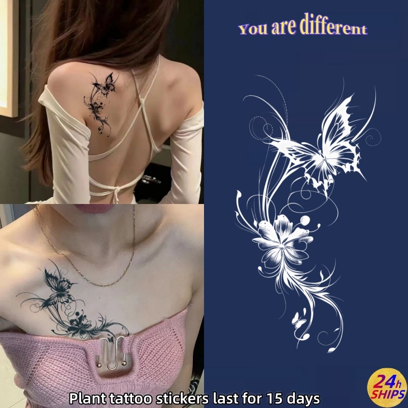 หมึกลายดอกไม้สักสาวเซ็กซี่แขนพืชสักสติกเกอร์รอยสักกันน้ํายาวนาน15วันชั่วคราววันหยุดสัก