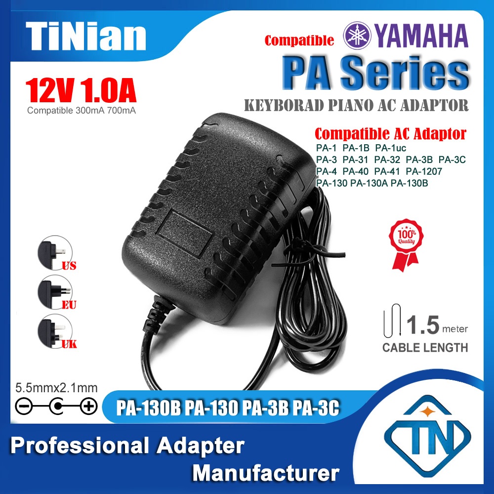 12V 1.0A 0.7A AC/DC Adaptor PA-3B PA-1207 PA-3C สําหรับ YAMAHA KB-90 NP-12 NP-12B P50-m YDD-40 YDD-6