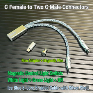 8K คริสตัลเดี่ยวทองแดง Typec-C คีย์บอร์ด, Dual USB-C แยก, ขั้วต่อ Aviator, ไฟ LED แม่เหล็ก (สีขาว/สีเขียว/ปิด)