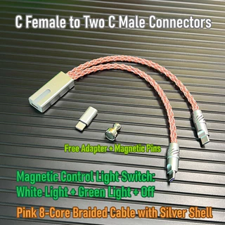 8K คริสตัลเดี่ยวทองแดง Typec-C คีย์บอร์ด, Dual USB-C แยก, ขั้วต่อ Aviator, ไฟ LED แม่เหล็ก (สีขาว/สีเขียว/ปิด)