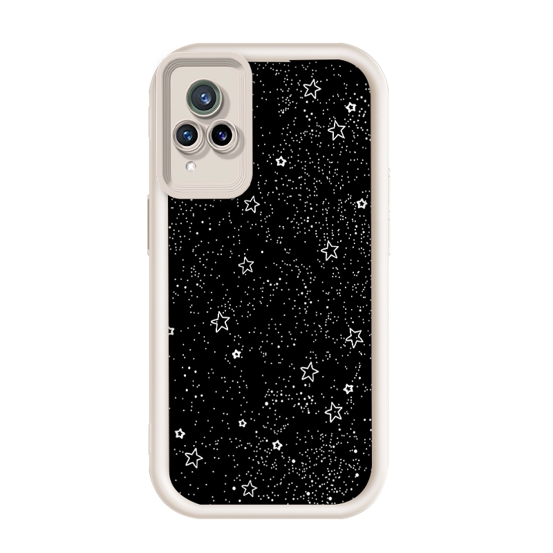 สําหรับ Vivo V21 4G-5G,ฝาครอบโทรศัพท์แบบนุ่ม Dark Galaxy White Star Glitter