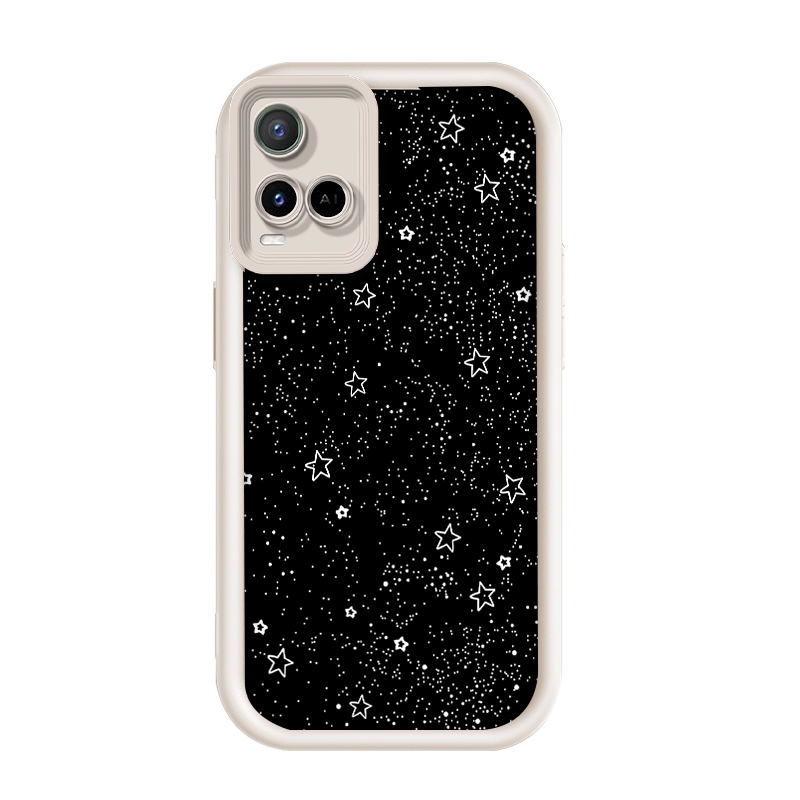 สําหรับ Vivo Y21/Vivo Y21s,ฝาครอบโทรศัพท์แบบนุ่ม Dark Galaxy White Star Glitter