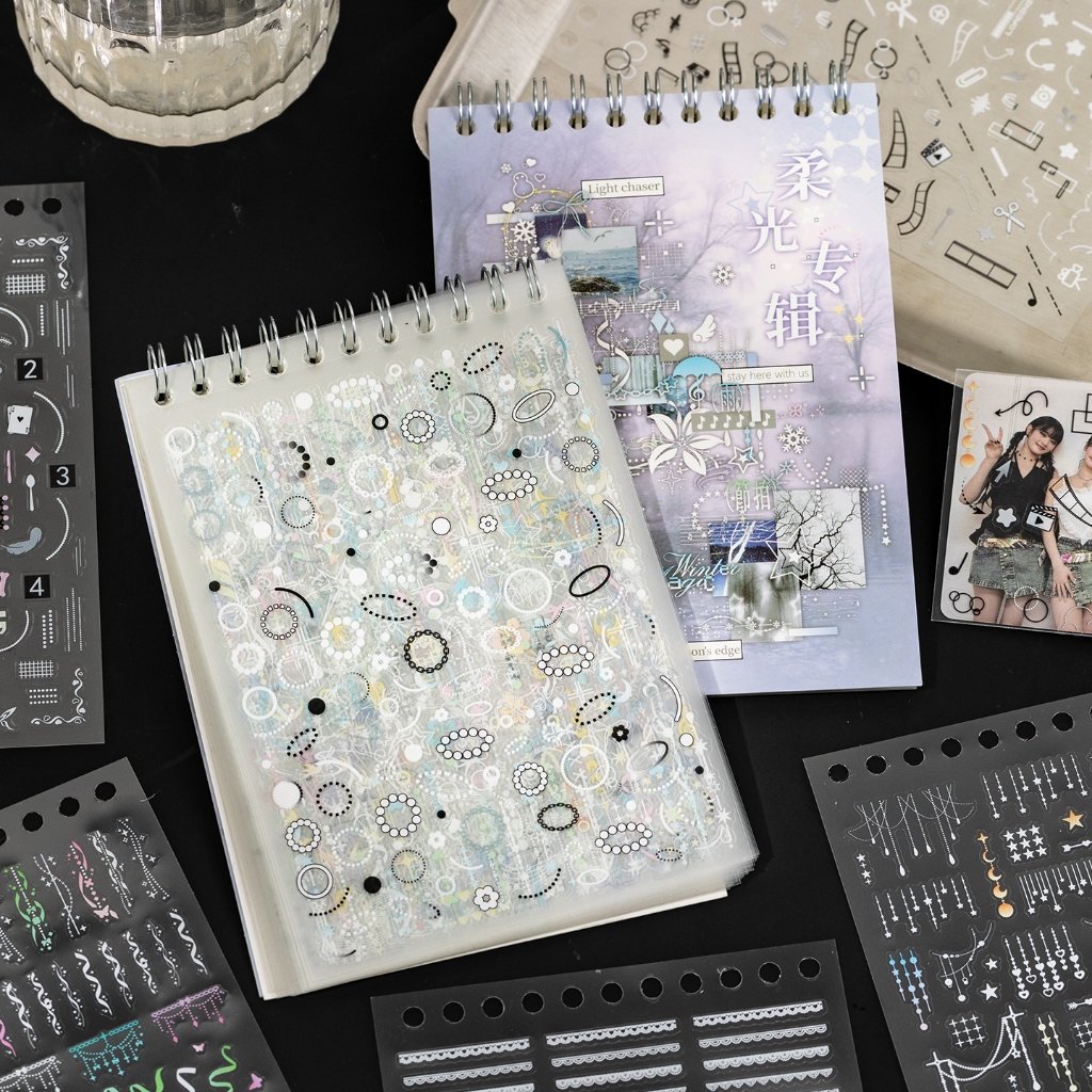 OHAYA |PET Classic Basic Elements Cut Film Sticker Book ins Style Handbook Basic Stickers Star Chasing Goo Card Collage Soft Light Album
