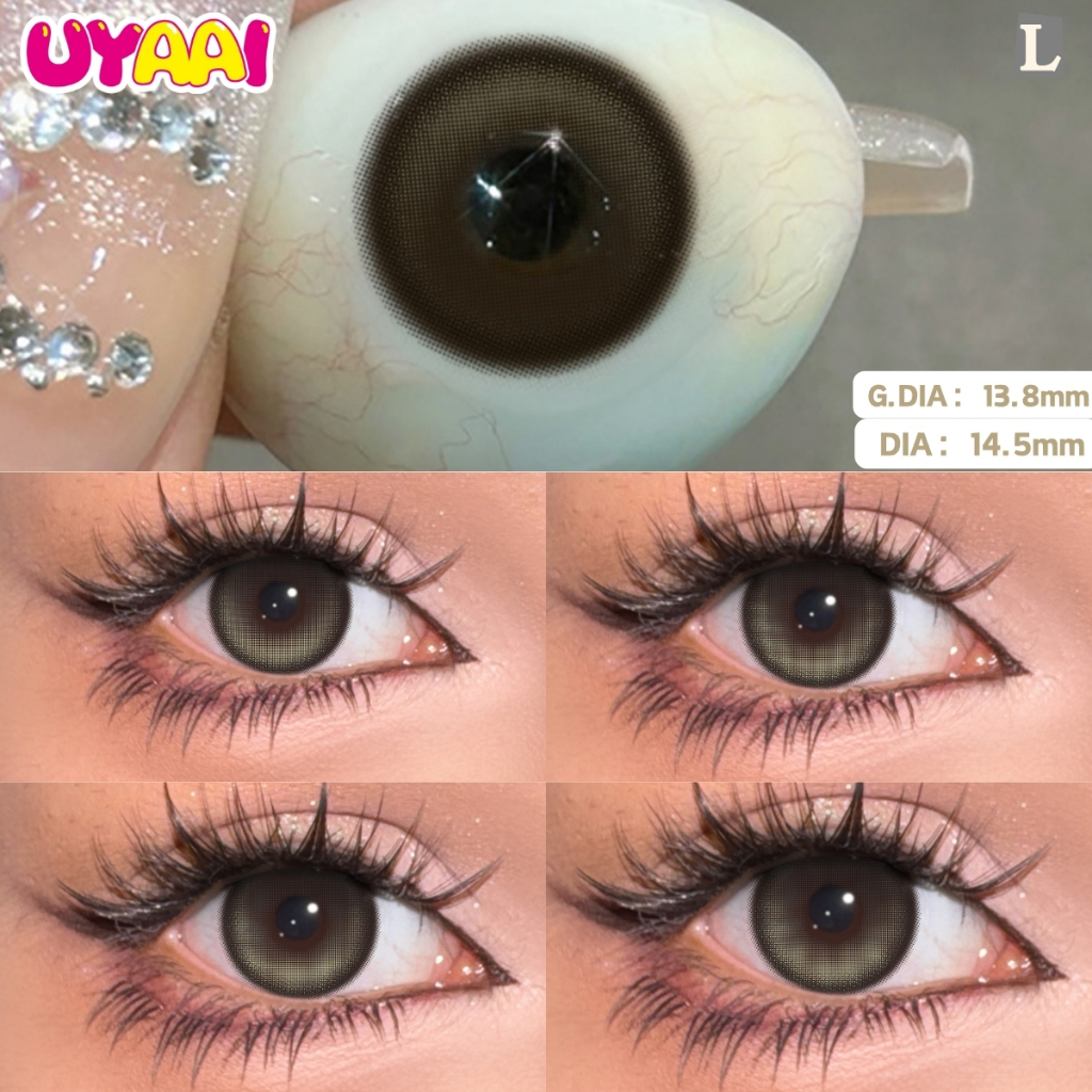 คอนแทคเลนส์สายตา【0.00--5.00】UYAAI x FRESHLADY คอนแทคเลนส์สี Grey,Brown รายเดือน