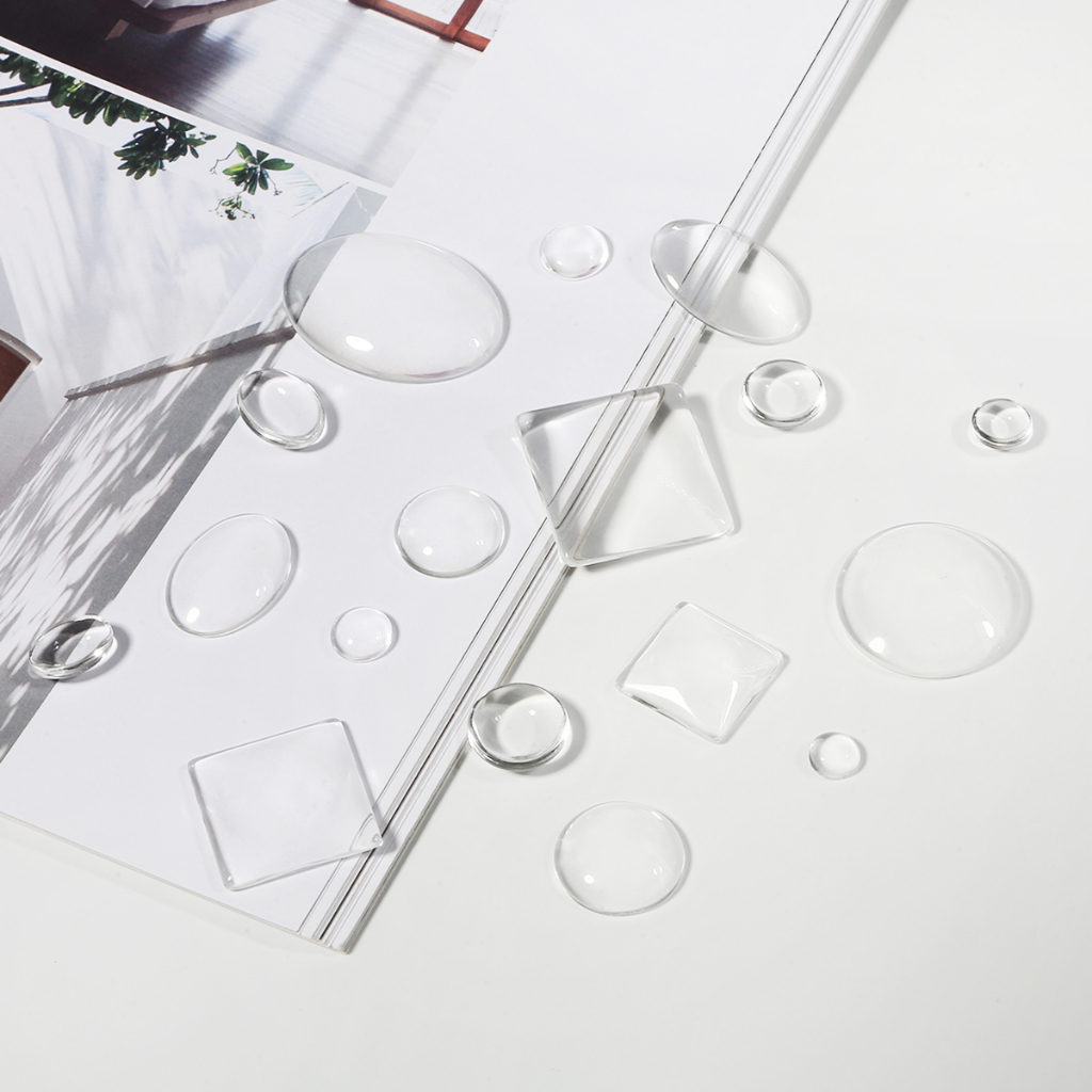 Clear Flat Back Glass Cabochon Round Oval Square Transparent Dome Cabochons คละไซส์ DIY เครื่องประดับทําอุปกรณ์เสริม