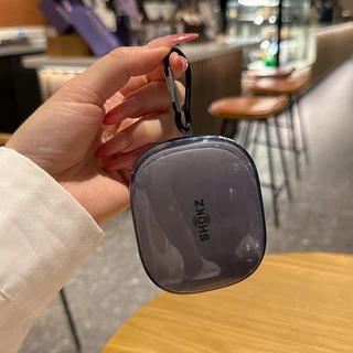 เคสสีดําใสสําหรับหูฟัง Shokz OpenFit Pro, ฝาครอบป้องกันโปร่งใสกันกระแทกพร้อมคาราบิเนอร์, ปลอกหูฟัง TPU แบบนุ่มป้องกันรอยขีดข่วนสําหรับ Shokz OpenFit Pro