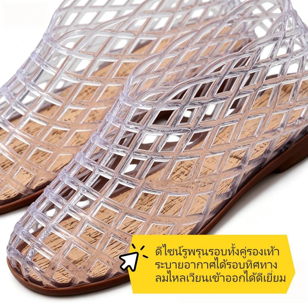 【Chai Shoes】รองเท้าแตะผู้หญิง รองเท้าเจลลี่ กันน้ำ ระบายอากาศ ใส่สบาย เดินช้อปปิ้ง ทำงาน ท่องเที่ยว กันลื่น ราคา ถูกที่สุด ดีลบีเคเค แกลเลอรีภาพที่ 4