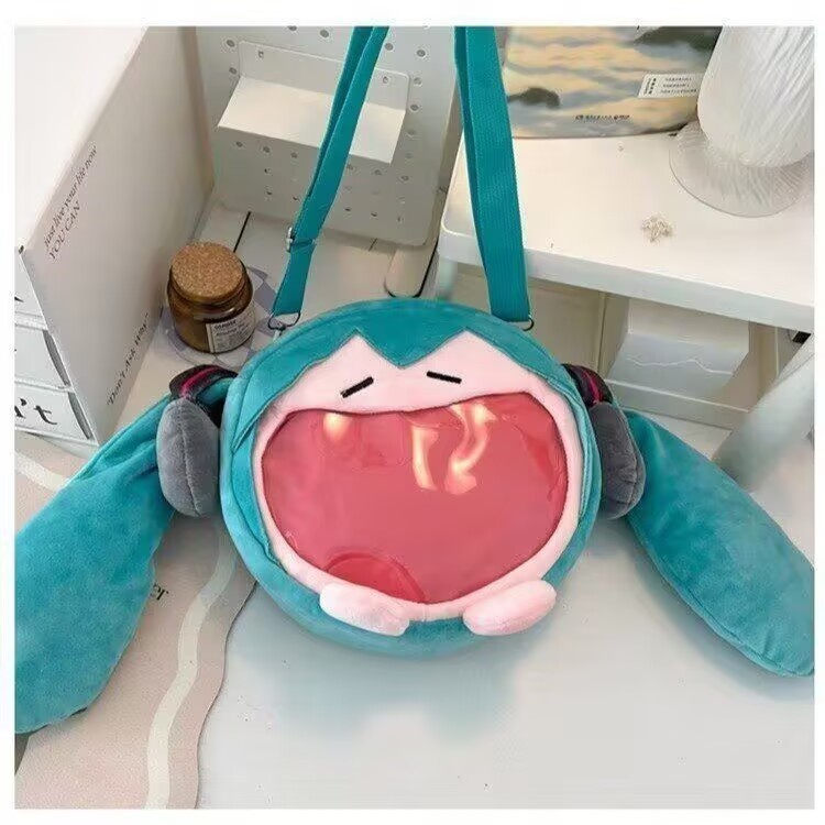 สาวอะนิเมะ Vocaloid Miku การ์ตูนน่ารัก Plush Outdoor Travel กระเป๋าสะพายข้าง