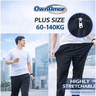 【พร้อมส่งในไทย | 4XL-8XL】กางเกงจ๊อกเกอร์ไซส์ใหญ่ ผ้าไหมเย็น ระบายอากาศ ยืดหยุ่น กางเกงลําลอง