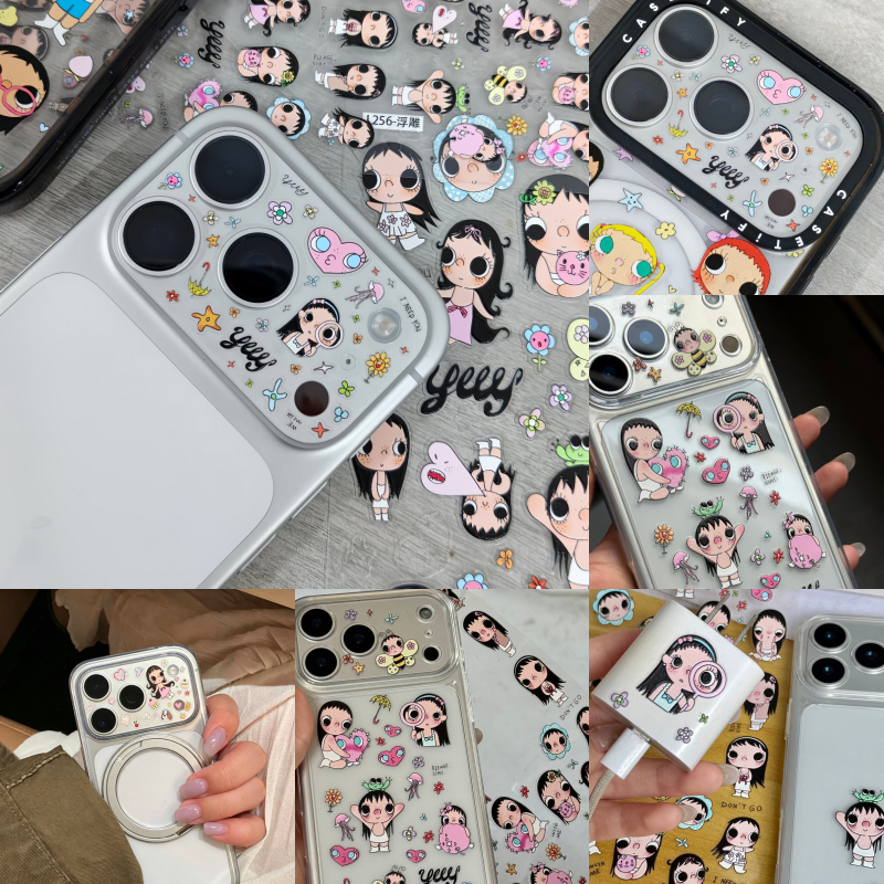Yuy น่ารักนูนสติกเกอร์ขนาดใหญ่สร้างสรรค์การ์ตูน Decal IPad โทรศัพท์มือถือกรณี DIY สติกเกอร์ตกแต่ง