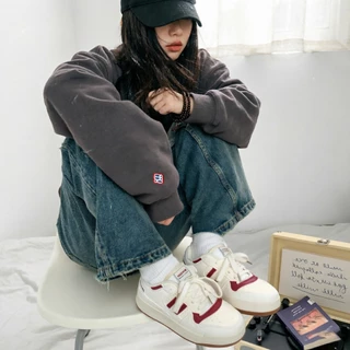 MiSTERY รองเท้ากีฬาหนัง PU MODEL CLOUD RETRO สีแดง พื้นสูง 3cm MIS-701