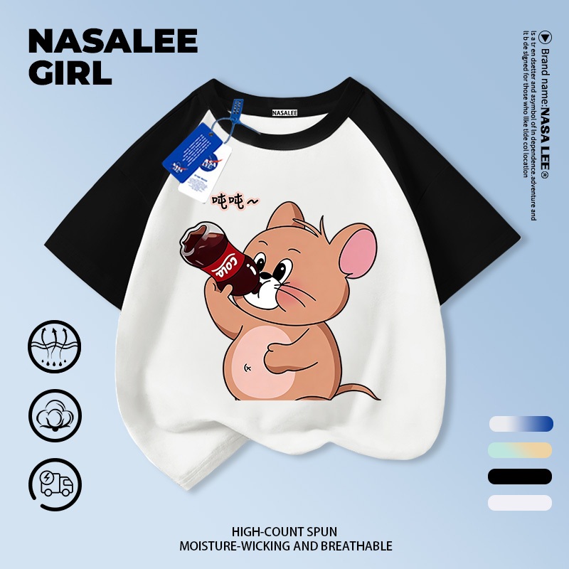 【จัดส่งจากกรุงเทพฯ】เสื้อแขนสั้นผ้าฝ้ายลายทางสีเหลืองและสีน้ำเงินสำหรับเด็ก ลายหนูการ์ตูนน่ารัก สนุกสนาน ใส่แล้วระบายอากาศดี เหมาะสำหรับหน้าร้อน เหมาะสำหรับเด็กอายุ 3-16 ปี ทั้งชายและหญิง ราคา ถูกที่สุด ดีลบีเคเค แกลเลอรีภาพที่ 4