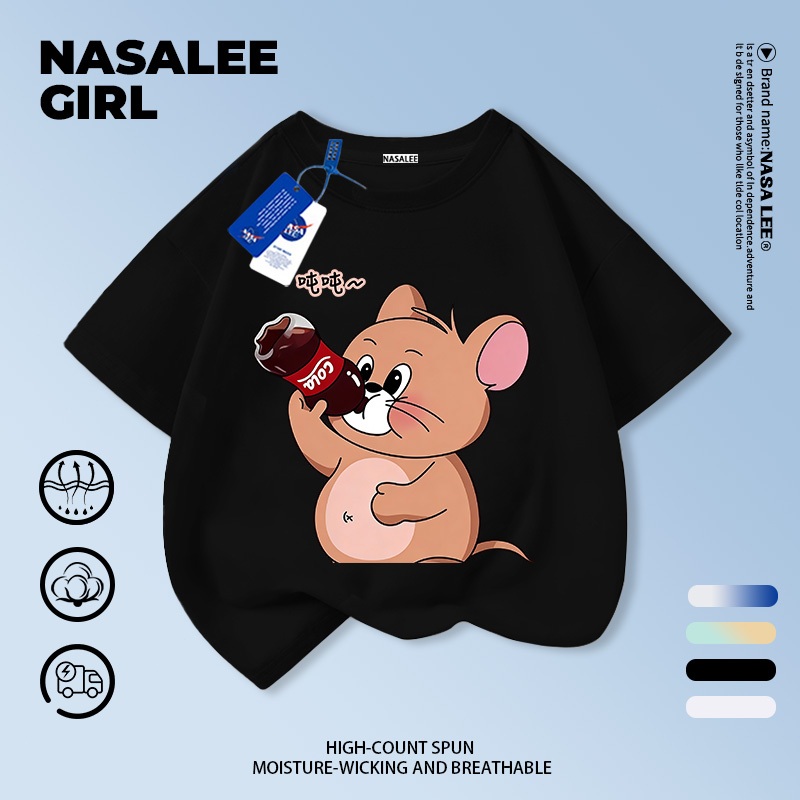 【จัดส่งจากกรุงเทพฯ】เสื้อแขนสั้นผ้าฝ้ายลายทางสีเหลืองและสีน้ำเงินสำหรับเด็ก ลายหนูการ์ตูนน่ารัก สนุกสนาน ใส่แล้วระบายอากาศดี เหมาะสำหรับหน้าร้อน เหมาะสำหรับเด็กอายุ 3-16 ปี ทั้งชายและหญิง ราคา ถูกที่สุด ดีลบีเคเค แกลเลอรีภาพที่ 5