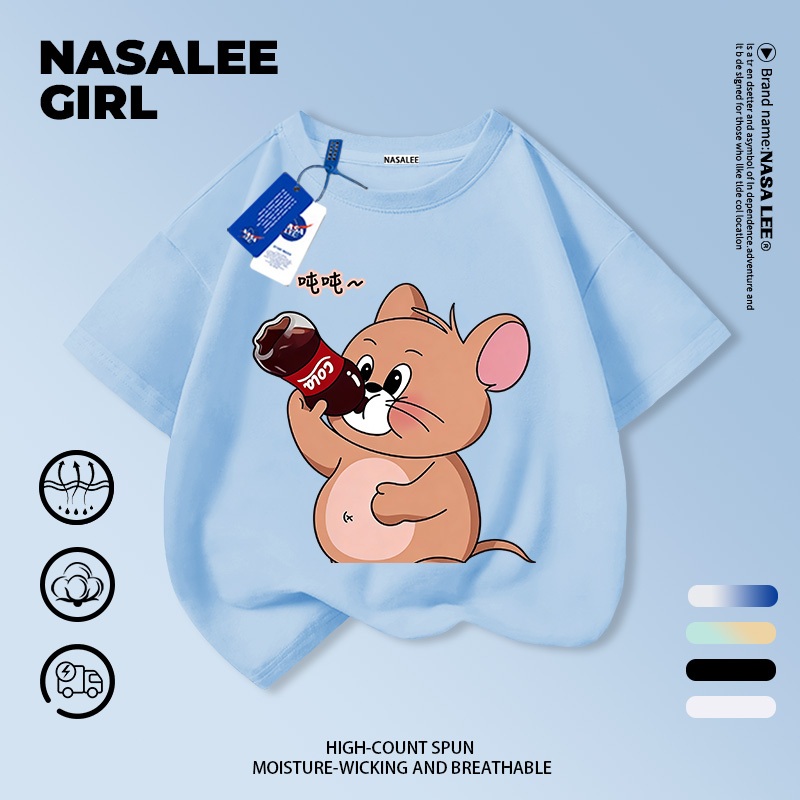 【จัดส่งจากกรุงเทพฯ】เสื้อแขนสั้นผ้าฝ้ายลายทางสีเหลืองและสีน้ำเงินสำหรับเด็ก ลายหนูการ์ตูนน่ารัก สนุกสนาน ใส่แล้วระบายอากาศดี เหมาะสำหรับหน้าร้อน เหมาะสำหรับเด็กอายุ 3-16 ปี ทั้งชายและหญิง ราคา ถูกที่สุด ดีลบีเคเค แกลเลอรีภาพที่ 9