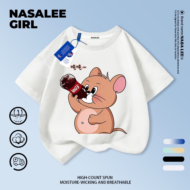 【จัดส่งจากกรุงเทพฯ】เสื้อแขนสั้นผ้าฝ้ายลายทางสีเหลืองและสีน้ำเงินสำหรับเด็ก ลายหนูการ์ตูนน่ารัก สนุกสนาน ใส่แล้วระบายอากาศดี เหมาะสำหรับหน้าร้อน เหมาะสำหรับเด็กอายุ 3-16 ปี ทั้งชายและหญิง ราคา ถูกที่สุด ดีลบีเคเค แกลเลอรีภาพที่ 2