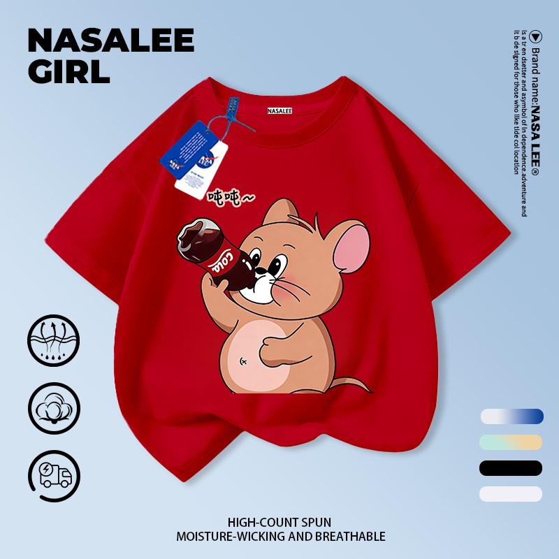 【จัดส่งจากกรุงเทพฯ】เสื้อแขนสั้นผ้าฝ้ายลายทางสีเหลืองและสีน้ำเงินสำหรับเด็ก ลายหนูการ์ตูนน่ารัก สนุกสนาน ใส่แล้วระบายอากาศดี เหมาะสำหรับหน้าร้อน เหมาะสำหรับเด็กอายุ 3-16 ปี ทั้งชายและหญิง ราคา ถูกที่สุด ดีลบีเคเค แกลเลอรีภาพที่ 6