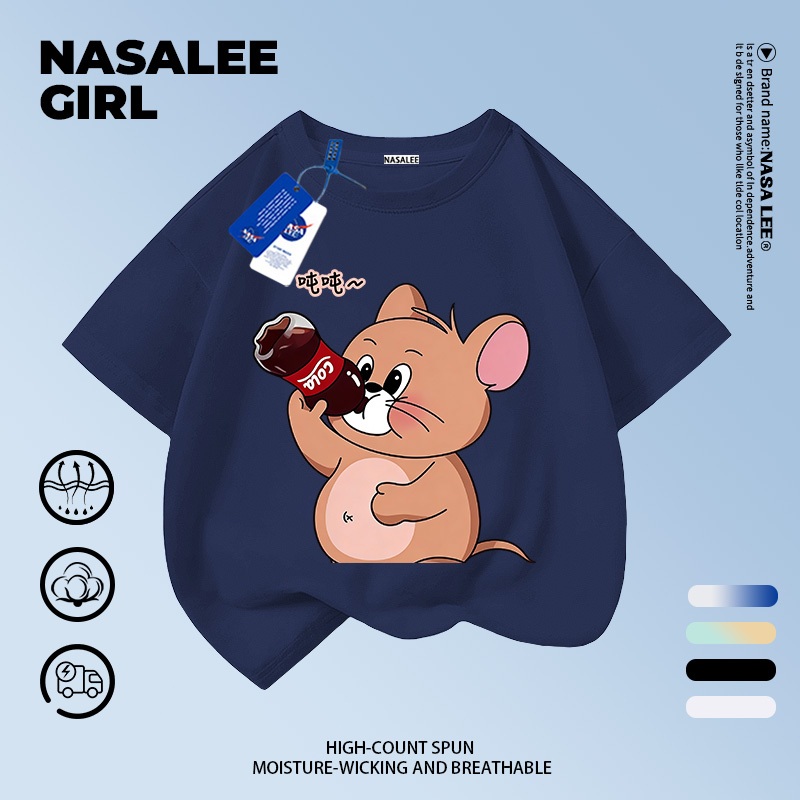 【จัดส่งจากกรุงเทพฯ】เสื้อแขนสั้นผ้าฝ้ายลายทางสีเหลืองและสีน้ำเงินสำหรับเด็ก ลายหนูการ์ตูนน่ารัก สนุกสนาน ใส่แล้วระบายอากาศดี เหมาะสำหรับหน้าร้อน เหมาะสำหรับเด็กอายุ 3-16 ปี ทั้งชายและหญิง ราคา ถูกที่สุด ดีลบีเคเค แกลเลอรีภาพที่ 3