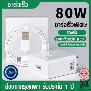 SINCOO OP TYPE C 80W SUPER VOC หัวชาร์จ+สายชาร์จ รองรับชาร์จเร็วซุปเปอร ใช้ได้กับ USB-TYPEC【 1ปี】