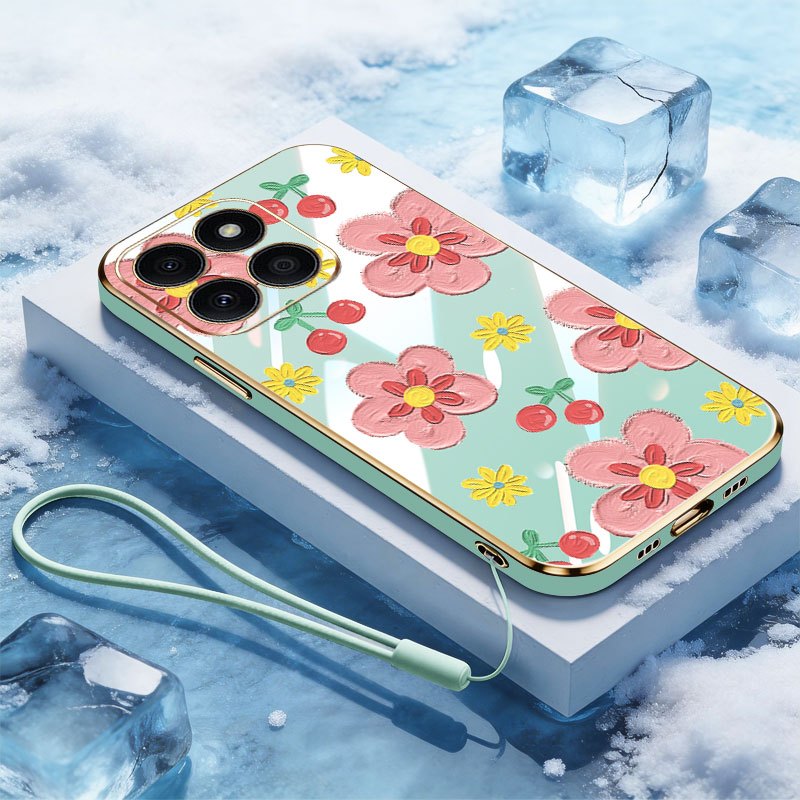 VRQR สําหรับ Huawei Honor X5C X6C Plus สีสันพิมพ์ดอกไม้ฟรีเชือกซิลิโคนเคสโทรศัพท์