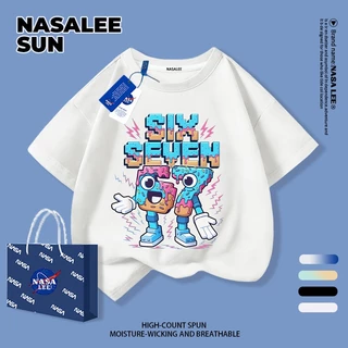 【จัดส่งจากกรุงเทพฯ】เสื้อผ้าฝ้ายสีดำสำหรับเด็ก ลายตัวเลข 67 และหุ่นยนต์การ์ตูนน่ารัก สนุกสนาน ใส่แล้วระบายอากาศดี เหมาะสำหรับหน้าร้อน เป็นเสื้อแขนสั้น เหมาะสำหรับเด็กอายุ 3-16 ปี ทั้งชายและหญิง