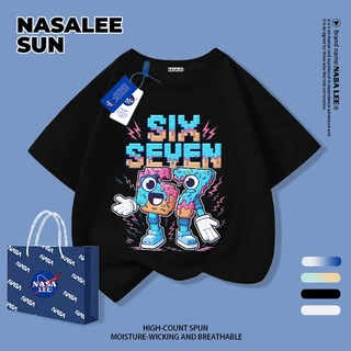 【จัดส่งจากกรุงเทพฯ】เสื้อผ้าฝ้ายสีดำสำหรับเด็ก ลายตัวเลข 67 และหุ่นยนต์การ์ตูนน่ารัก สนุกสนาน ใส่แล้วระบายอากาศดี เหมาะสำหรับหน้าร้อน เป็นเสื้อแขนสั้น เหมาะสำหรับเด็กอายุ 3-16 ปี ทั้งชายและหญิง