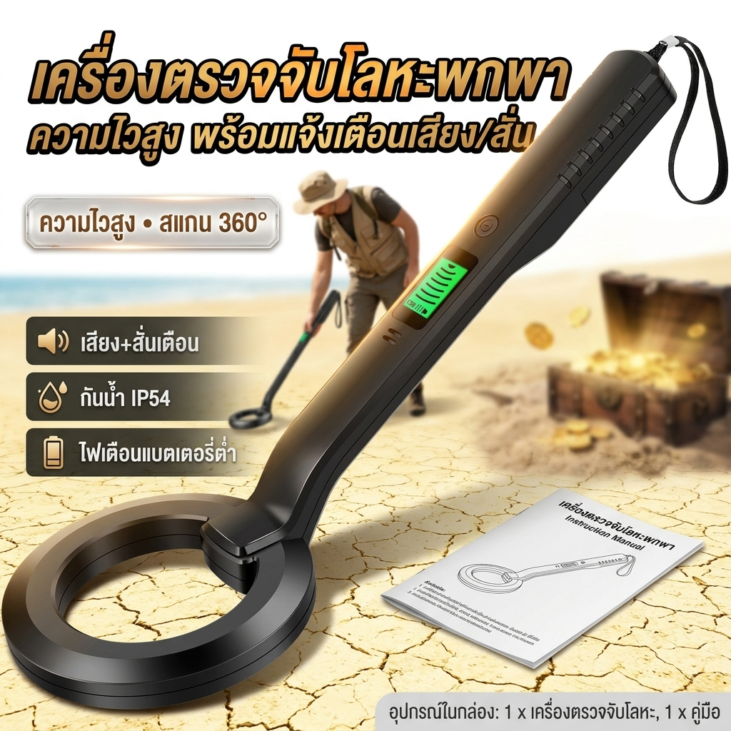 เครื่องตรวจจับโลหะเครื่องตรวจจับโลหะความไวสูงแบบพกพาพร้อมการแจ้งเตือนแบบ Audible และการสั่นสะเทือน 360° Scanning เครื่องตรวจจับโลหะแบบมือถือสําหรับวัตถุโลหะ