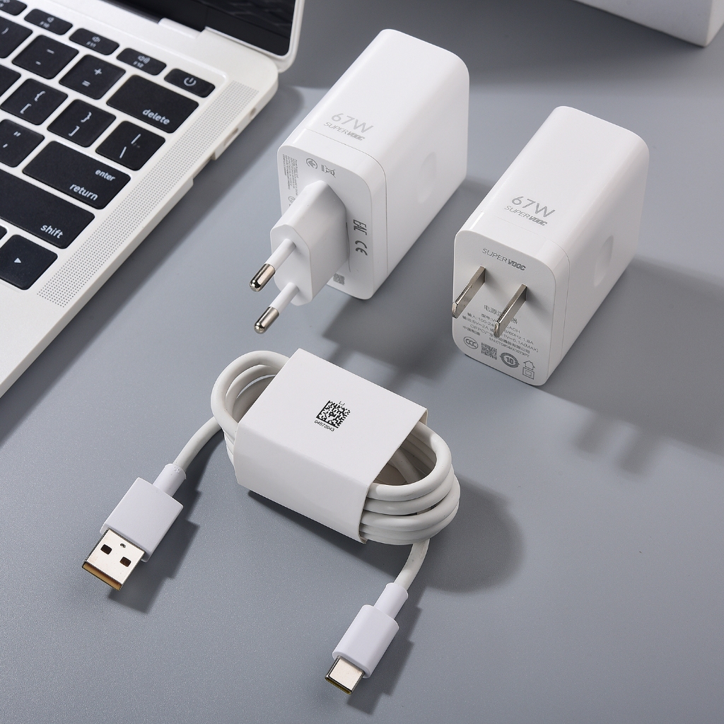 Original Realme 67W USB Charger SuperVooc Fast Charging EU US Power Adapter 6.5A USB C สําหรับ Realm