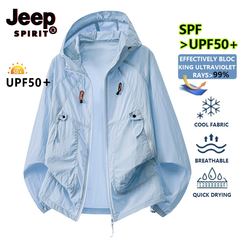 JEEP SPIRIT UPF 50+ เสื้อแจ็คเก็ตป้องกันแสงแดดและน้ำสำหรับคู่รัก