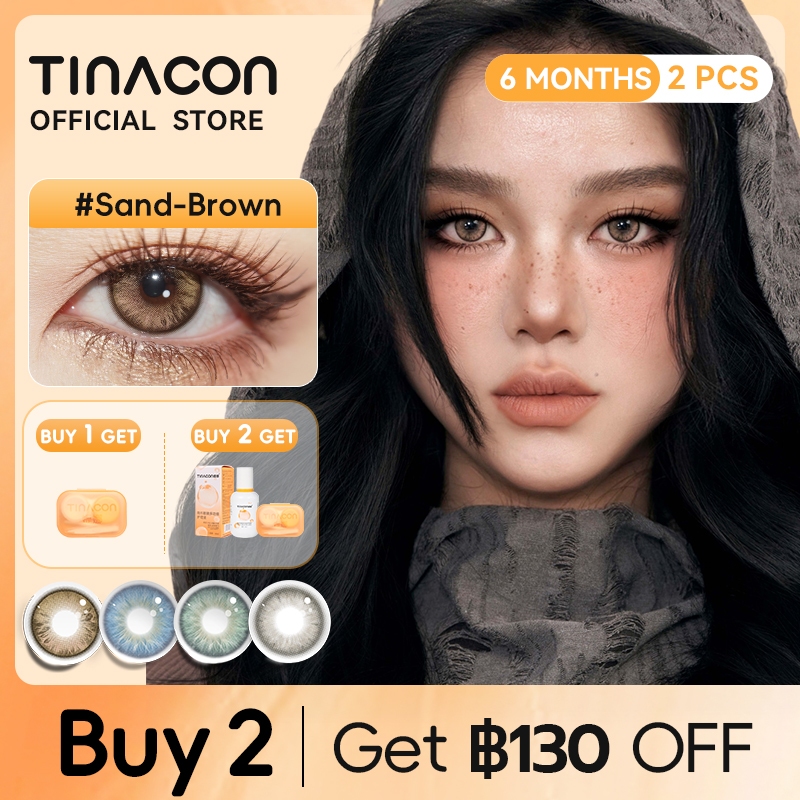 TINACON คอนแทคเลนส์ 1คู่(2ชิ้น) DIA14.2mm บิ๊กอาย 6เดือน ใส่สบายสายตาสั้น 【0.00-8.00】ตาลูกครึ่ง