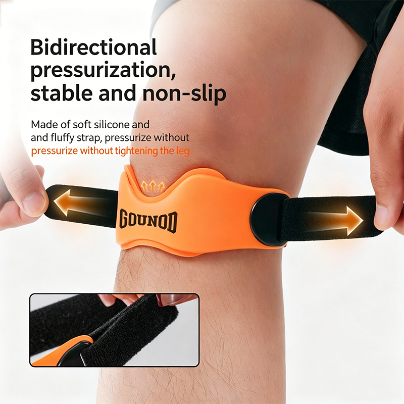 GOUNTOD สายรัดซิลิโคน Patella (PC/Pair) - สายรัดพยุงเข่าแบบปรับได้สําหรับวิ่ง กระโดดและกีฬา